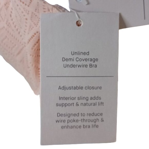 Women's Auden Pink Unlined Demi Coverage Underwire Lace Bra 32B NWT - Picture 4 of 7